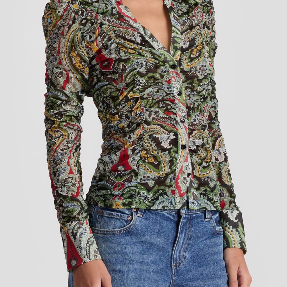 Vibrant Paisley Button-Up Blouse